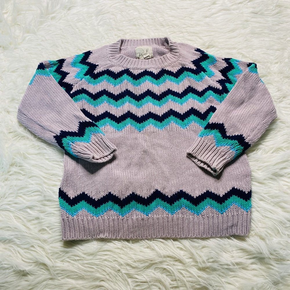 Peek Knitted Sweater Girl's Crew Neck Fair Isle Pullover Size Large